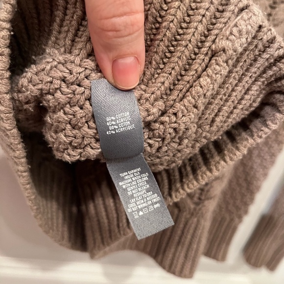Aerie | Taupe Cable Knit Crewneck Sweater, XS - Picture 5 of 6